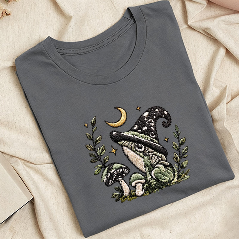 Embroidered Witchy Frog Classic Adult Unisex Crew Neck T-Shirt