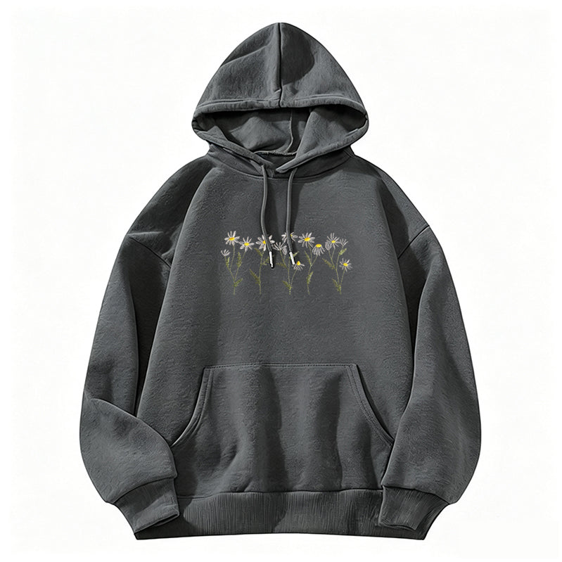 Embroidered Daisy Classic Adult Unisex Hoodie