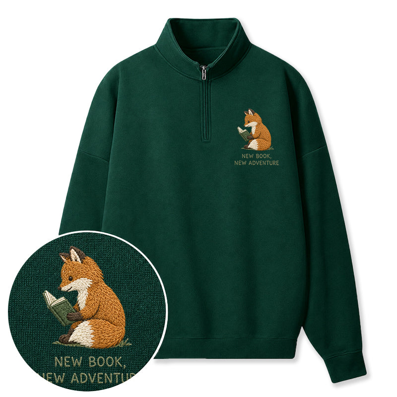 Embroidered New Book New Adventure Classic Quarter Zip Sweatshirt