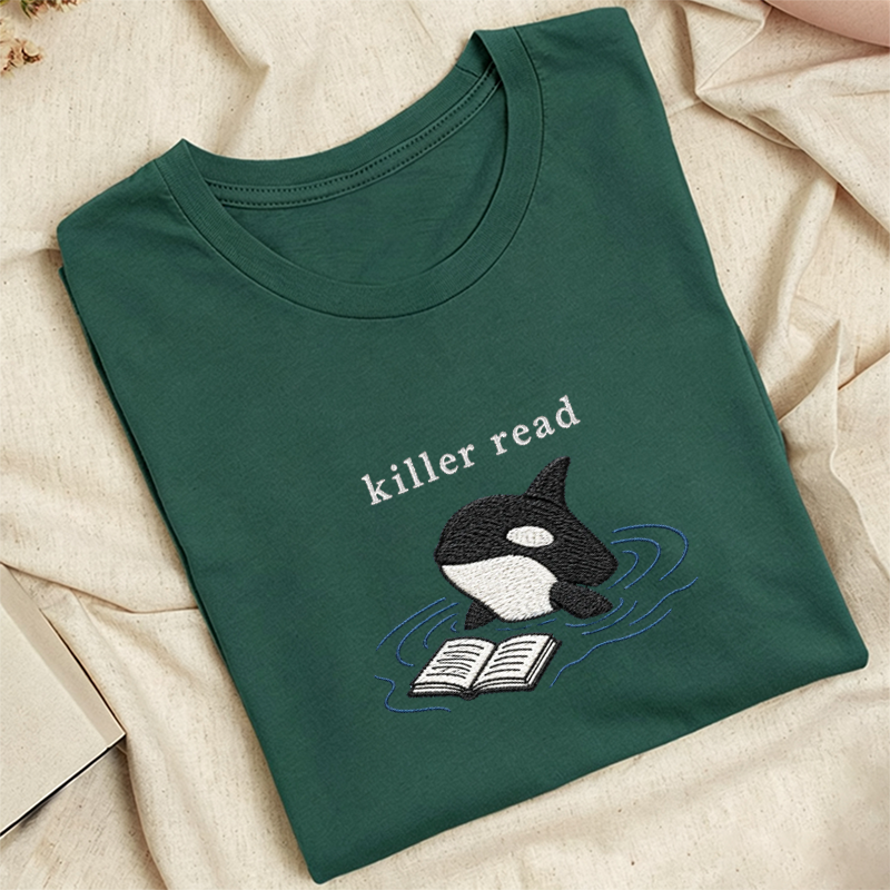 Embroidered Killer Read Orca Classic Adult Unisex Crew Neck T-Shirt