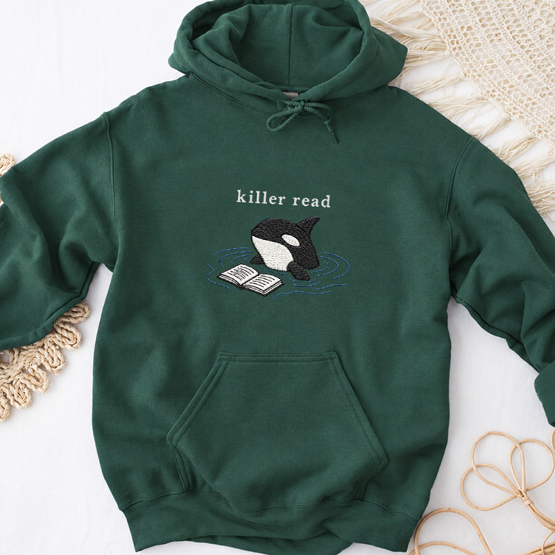 Embroidered Killer Read Orca Classic Adult Unisex Hoodie