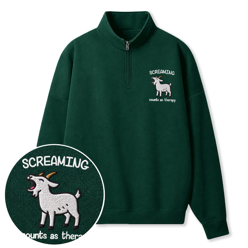 Embroidered Screaming Goat Classic Quarter Zip Sweatshirt