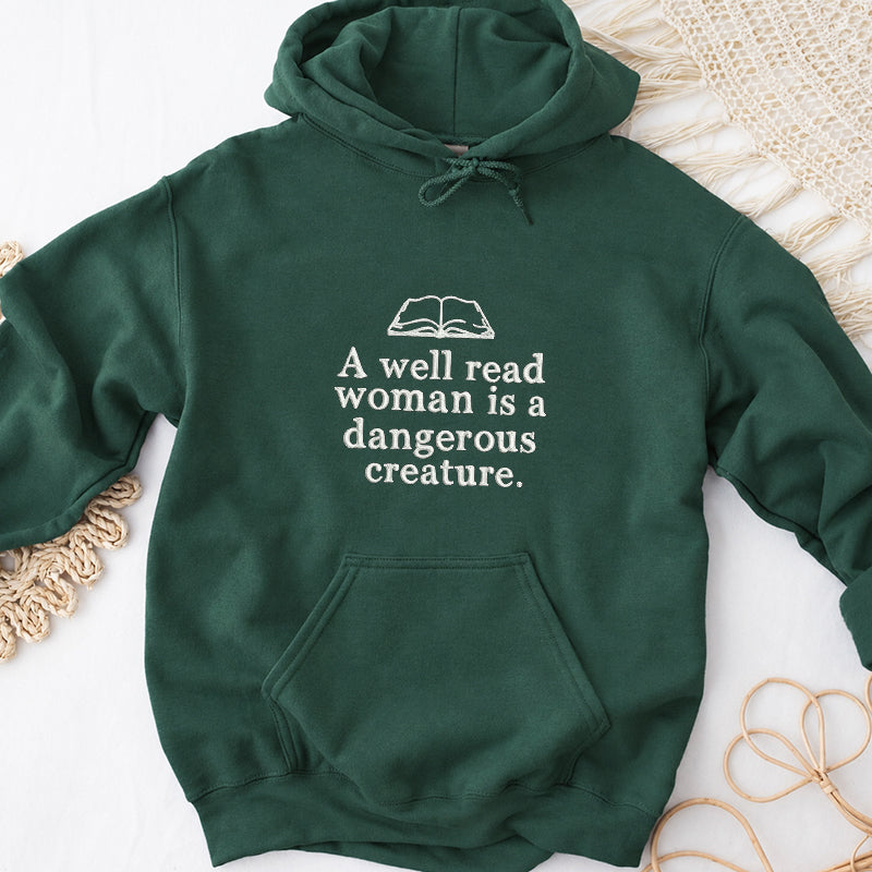 Embroidered A Well Read Woman Classic Adult Unisex Hoodie