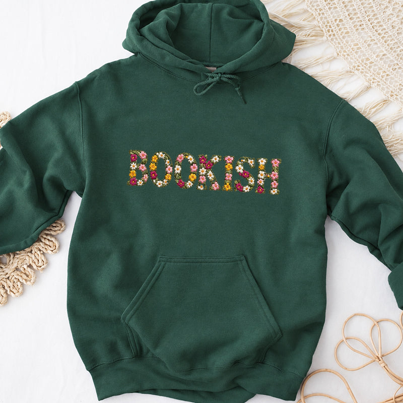 Embroidered Floral Bookish Classic Adult Unisex Hoodie