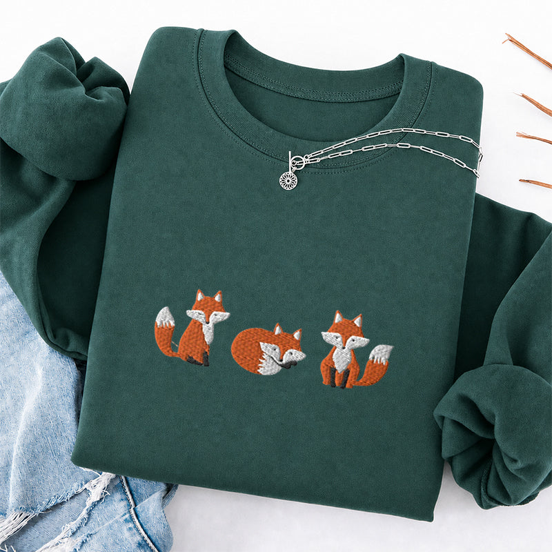 Embroidered Cute Fox Classic Crewneck Sweatshirt