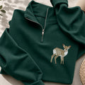 Embroidered Forest Deer Classic Quarter Zip Sweatshirt