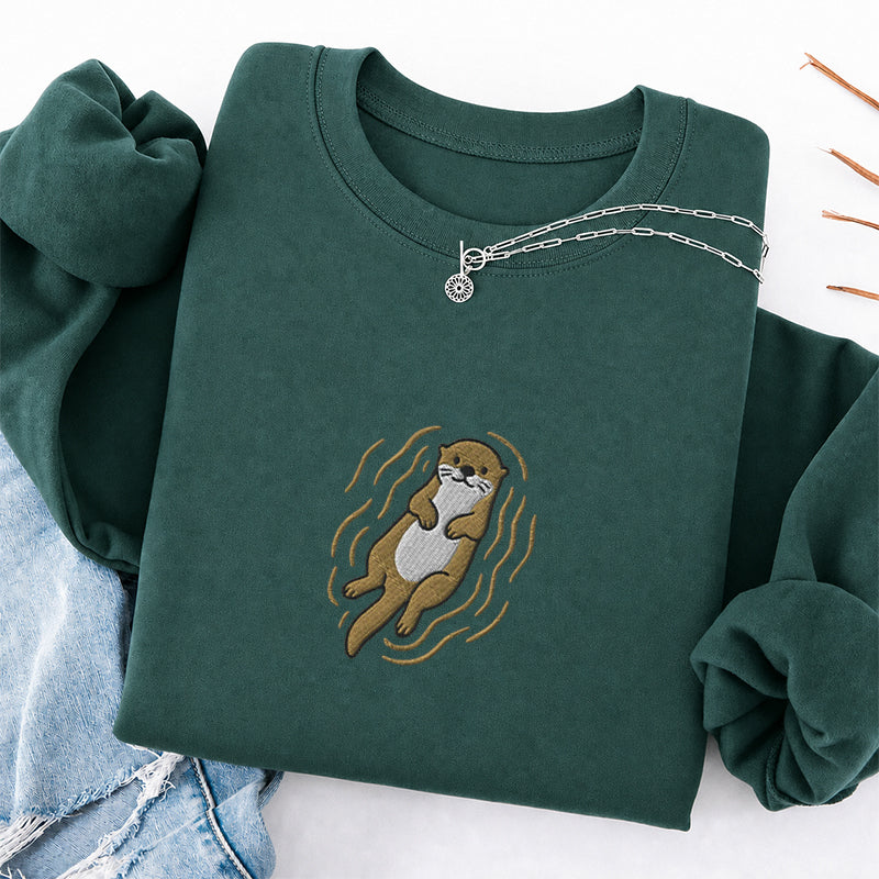 Embroidered Otter Classic Crewneck Sweatshirt