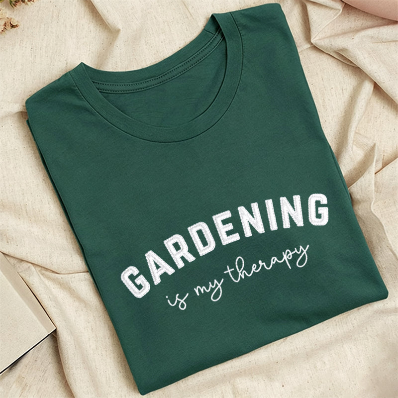Embroidered Gardening Is My Therapy Classic Adult Unisex Crew Neck T-Shirt