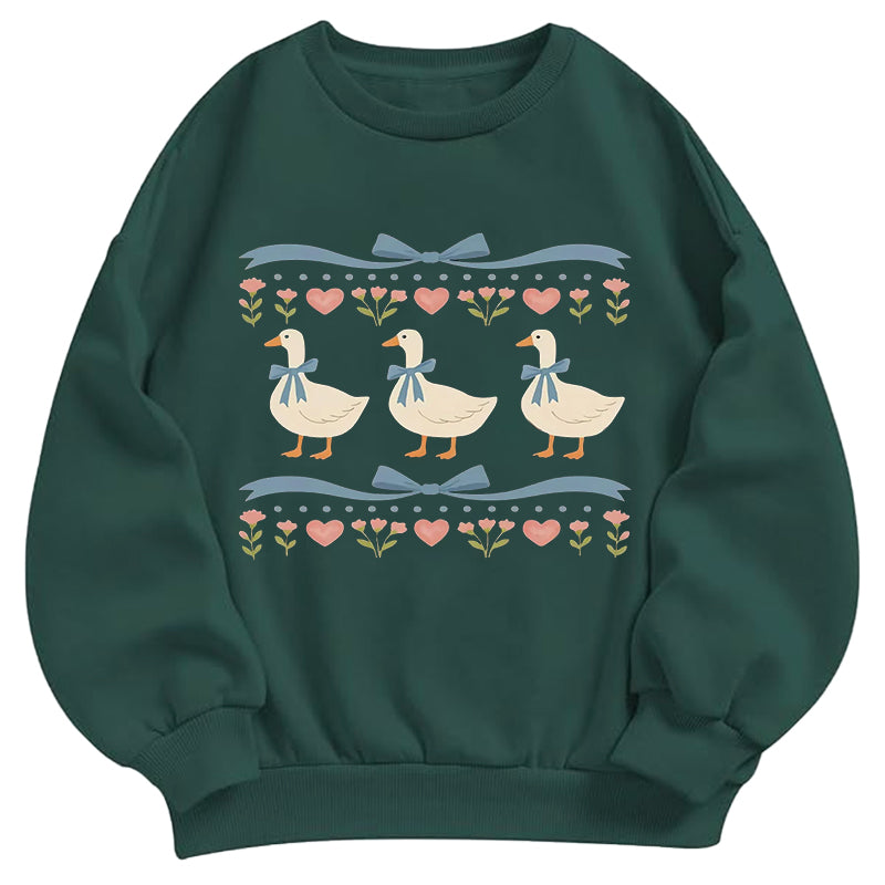 Vintage Three Duck & Floral Classic Adult Unisex Crewneck Sweatshirts