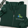 Embroidered Funny Bookworm Classic Full Zip Hoodie