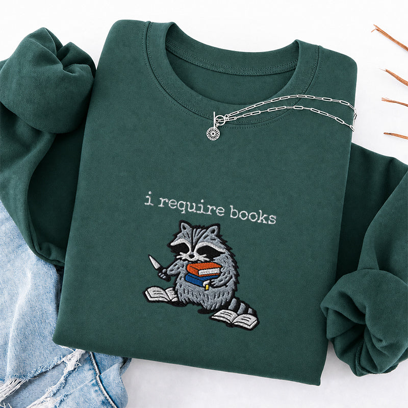 Embroidered I Required Books Classic Crewneck Sweatshirt