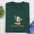 Embroidered We Read At Dawn Frog Classic Crew Neck T-Shirt