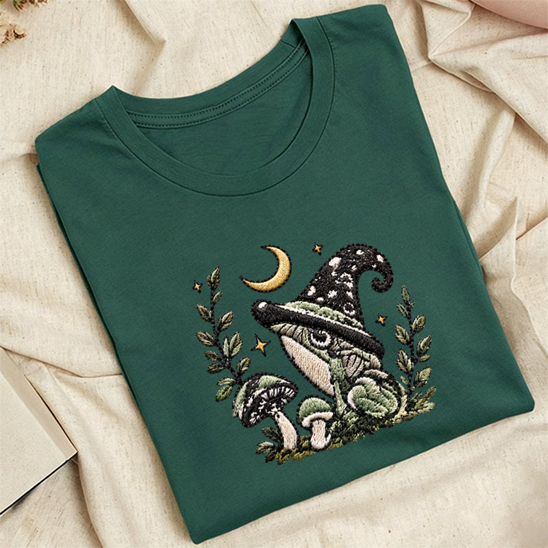 Embroidered Witchy Frog Classic Adult Unisex Crew Neck T-Shirt