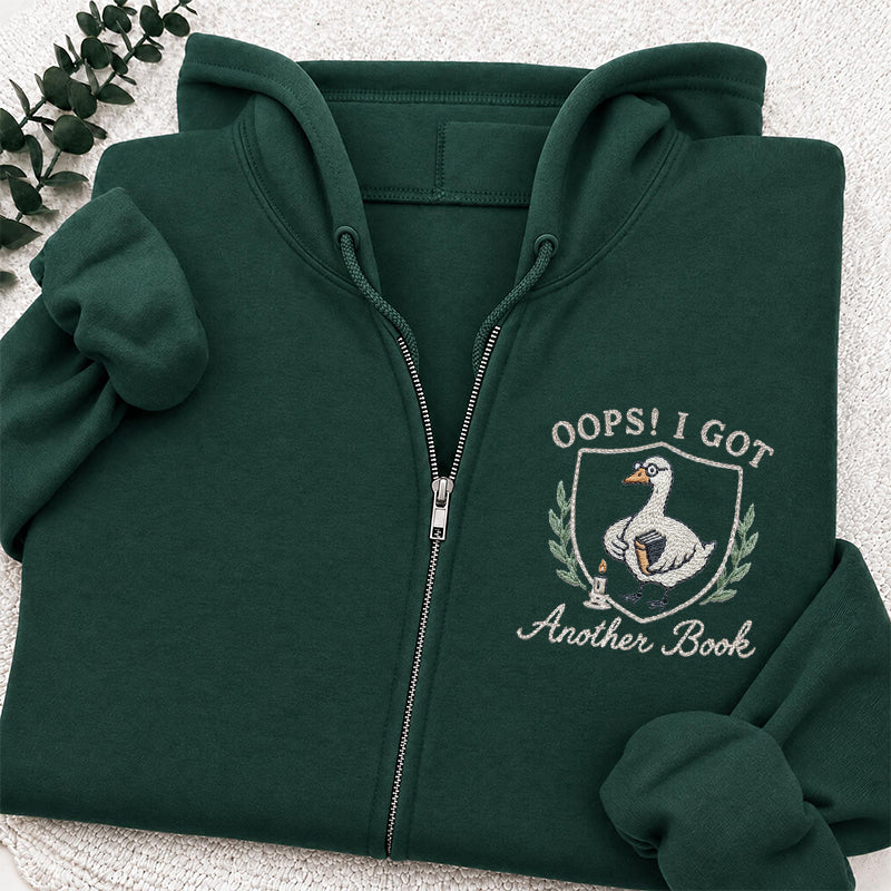 Embroidered Goose Got Another Book Classic Adult Unisex Full Zip Hoodie