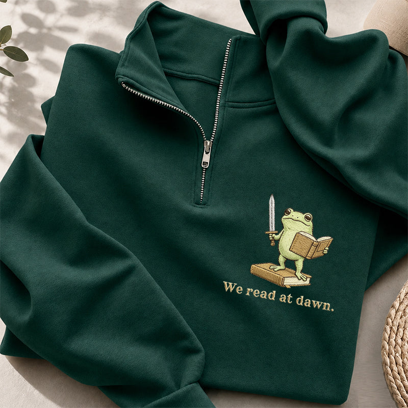 Embroidered We Read At Dawn Classic Quarter Zip Sweatshirt
