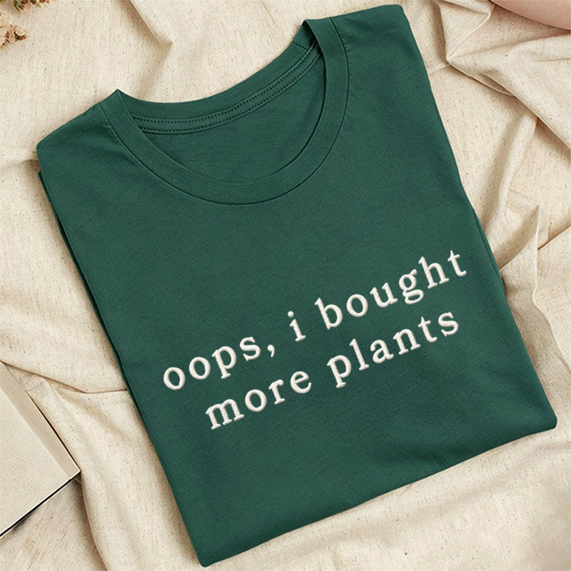 Embroidered I Bought More Plants Classic Adult Unisex Crew Neck T-Shirt