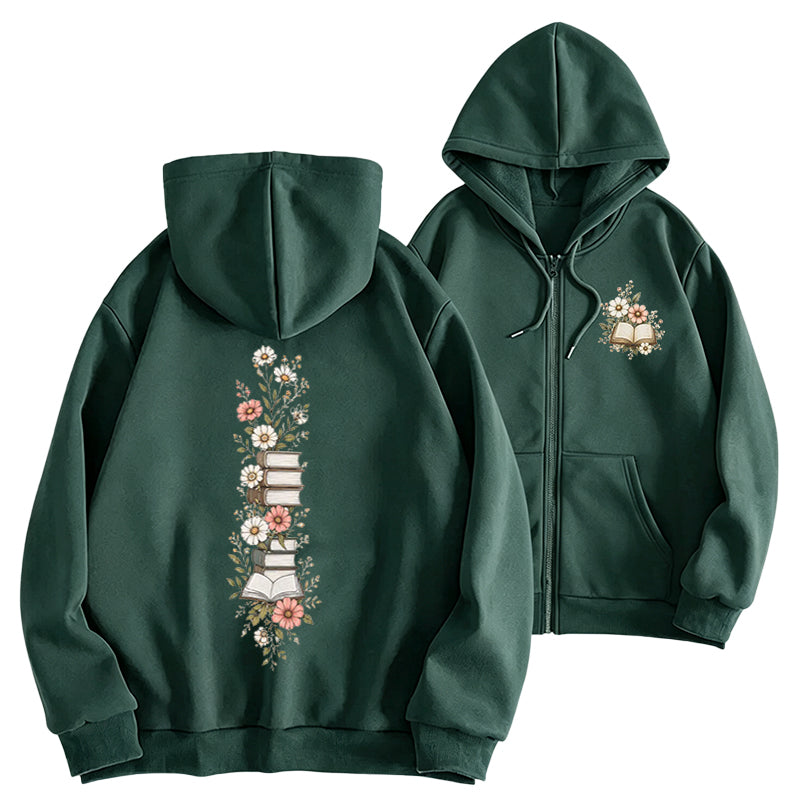Where Books Bloom Adult Unisex Full Zip Hoodie
