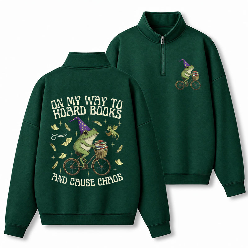 Off To Hoard Books Bookish Frog Classic Quarter Zip Sweatshirt