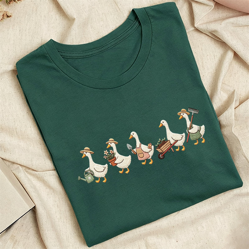 Embroidered Garden Goose Classic Adult Unisex Crew Neck T-Shirt