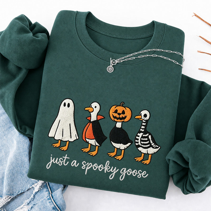 Embroidered Just A Spooky Goose Classic Crewneck Sweatshirt