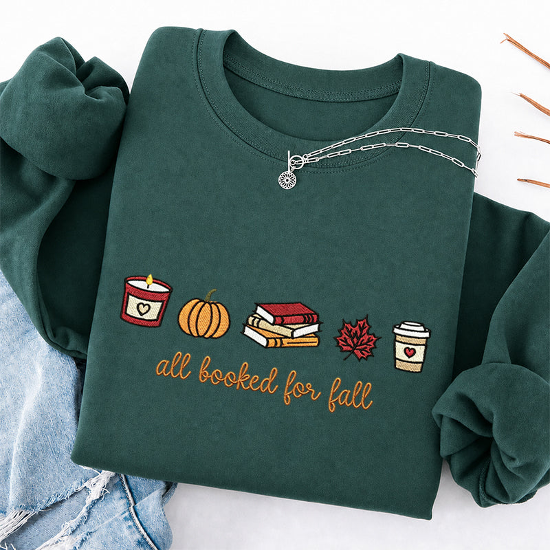 Embroidered All Booked For Fall Classic Crewneck Sweatshirt