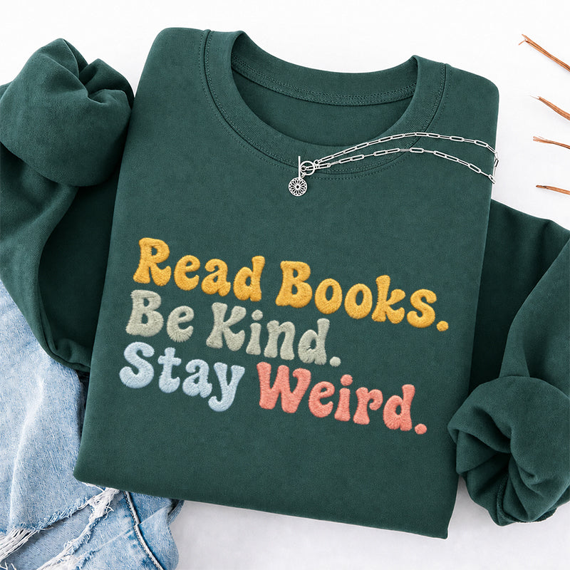 Embroidered Read Book Be Kind Classic Crewneck Sweatshirt