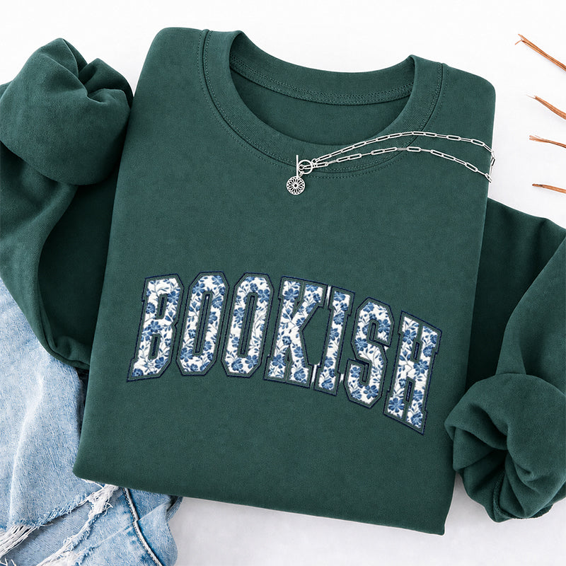 Embroidered Retro Bookish Classic Crewneck Sweatshirt