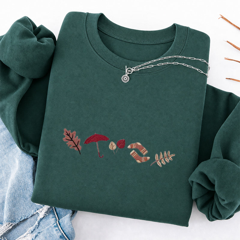 Embroidered Cozy Fall Classic Crewneck Sweatshirt