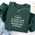 Embroidered A Well Read Woman Classic Crewneck Sweatshirt