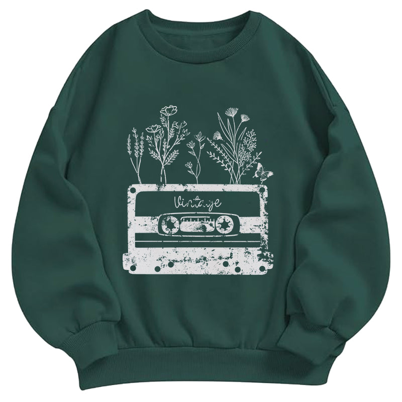 Vintage Cassette Wildflowers Classic Adult Unisex Crewneck Sweatshirts