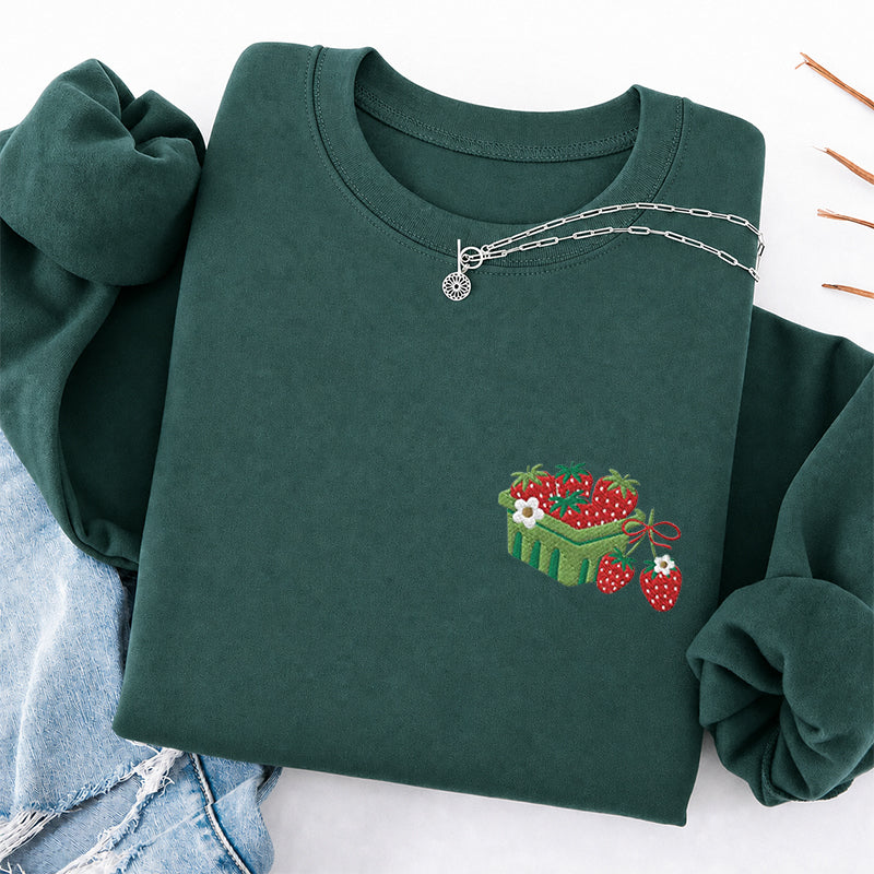 Embroidered Strawberry Blanket Classic Crewneck Sweatshirt