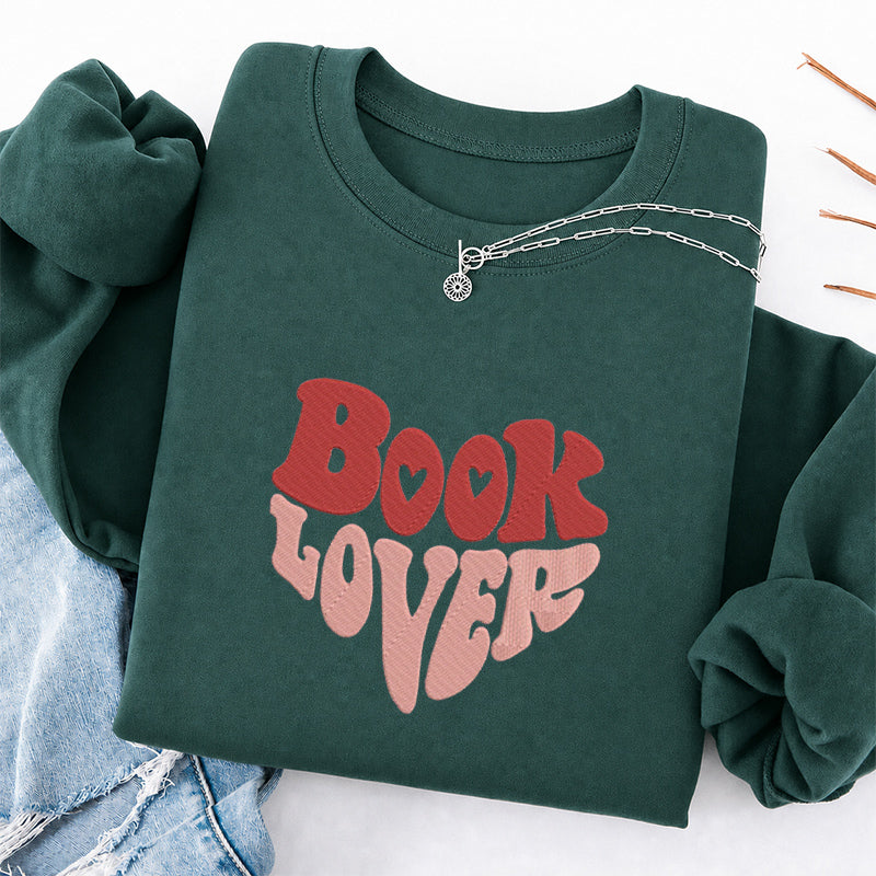 Embroidered Vintage Book Lover Classic Crewneck Sweatshirt