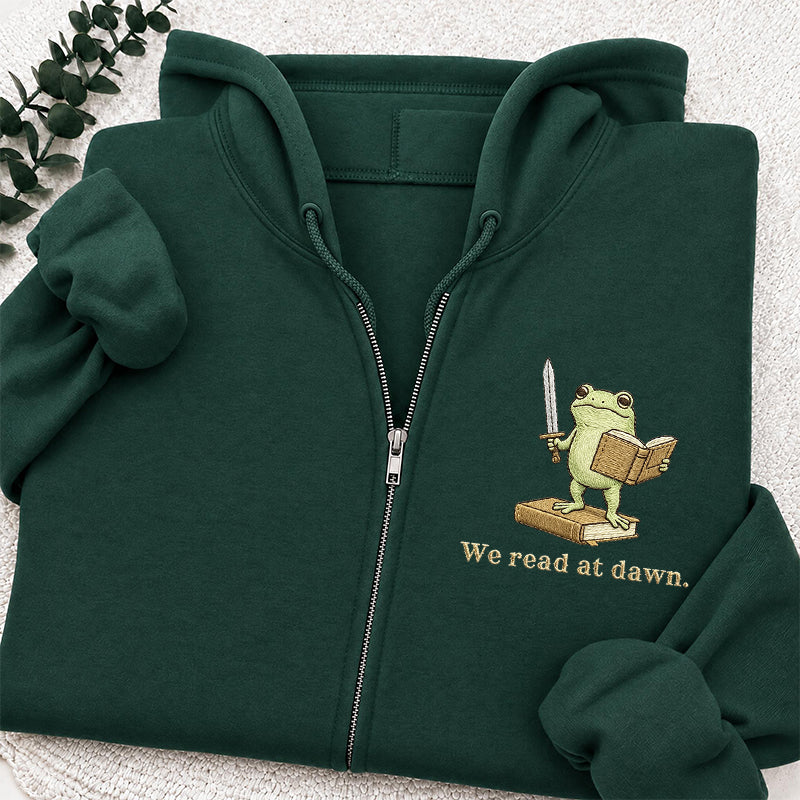 Embroidered We Read At Dawn Classic Adult Unisex Full Zip Hoodie