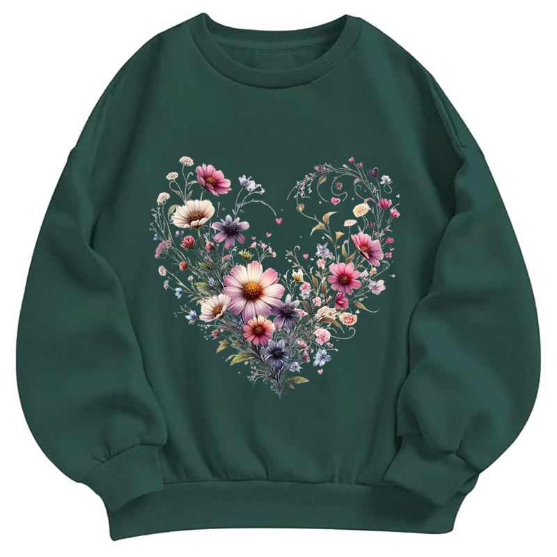 Wildflowers Woven Heart Classic Adult Unisex Crewneck Sweatshirts