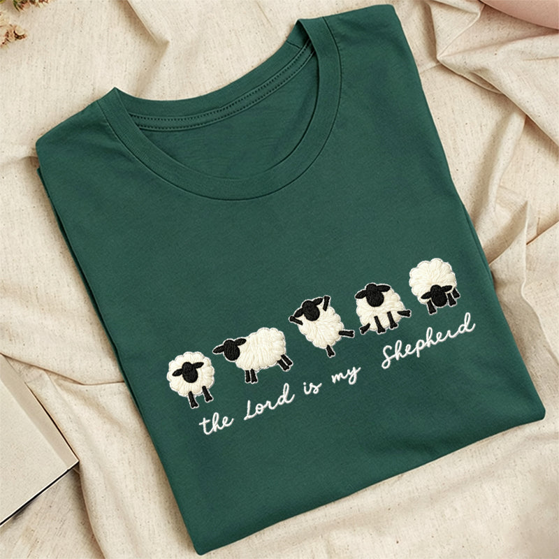 Embroidered Christian Sheep Classic Adult Unisex Crew Neck T-Shirt