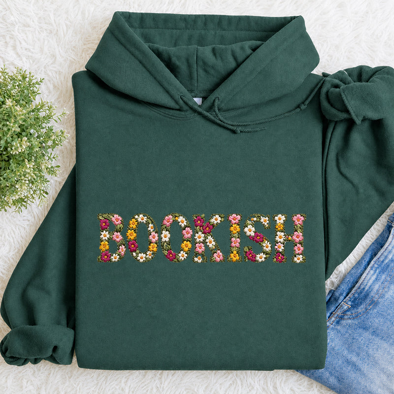 Embroidered Floral Bookish Classic Adult Unisex Hoodie