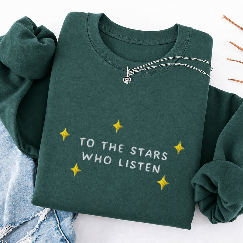 Embroidered To the Star Book Lover Classic Crewneck Sweatshirt
