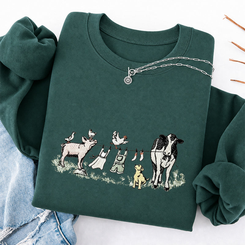 Embroidered Farm Laundry Day Classic Crewneck Sweatshirt