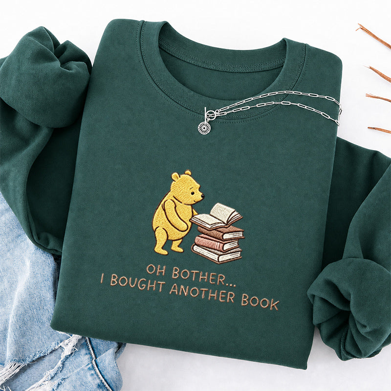 Embroidered Funny Bear Reading Books Classic Crewneck Sweatshirt