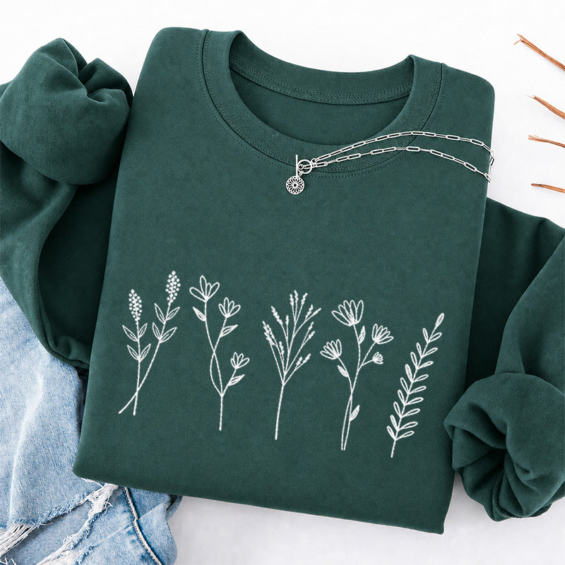 Embroidered Cute Wildflower Classic Crewneck Sweatshirt
