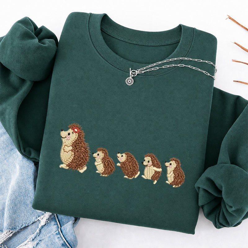 Embroidered Cute Hedgehog Classic Crewneck Sweatshirt