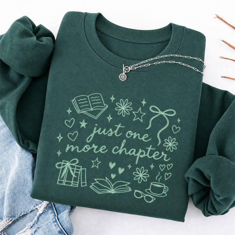 Embroidered Just One More Chapter Classic Crewneck Sweatshirt