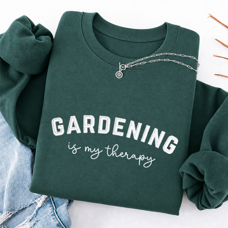 Embroidered Gardening Is My Therapy Classic Crewneck Sweatshirt