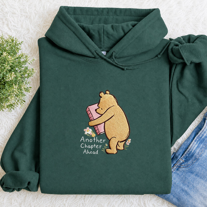 Embroidered Reading Bear Another Chapter Classic Adult Unisex Hoodie