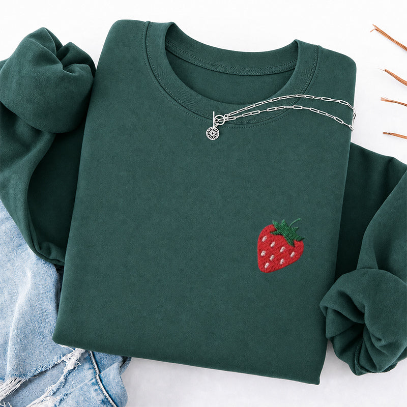 Embroidered Strawberry Classic Crewneck Sweatshirt