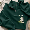 Embroidered Hedgehog Daisy Classic Quarter Zip Sweatshirt