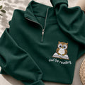 Embroidered Owl Be Reading Classic Quarter Zip Sweatshirt