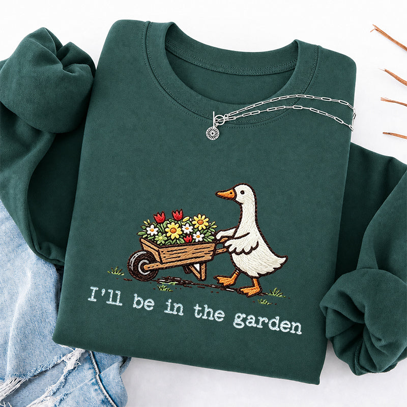 Embroidered Silly Goose Garden Classic Crewneck Sweatshirt