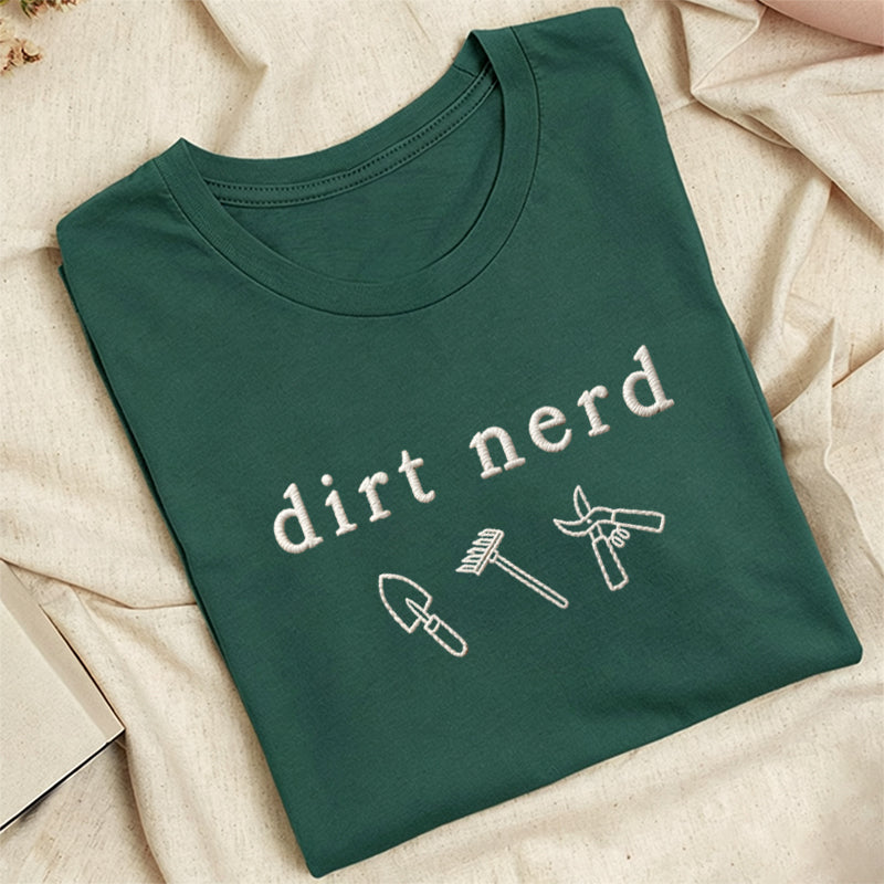 Embroidered Dirt Nerd Classic Adult Unisex Crew Neck T-Shirt