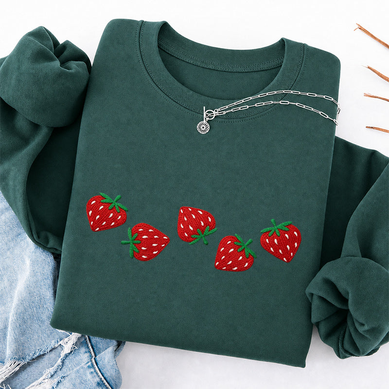 Embroidered Strawberry Classic Crewneck Sweatshirt
